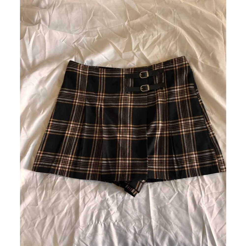 Copper Key Black Plaid Sailor Skort with Gold Buttons XL